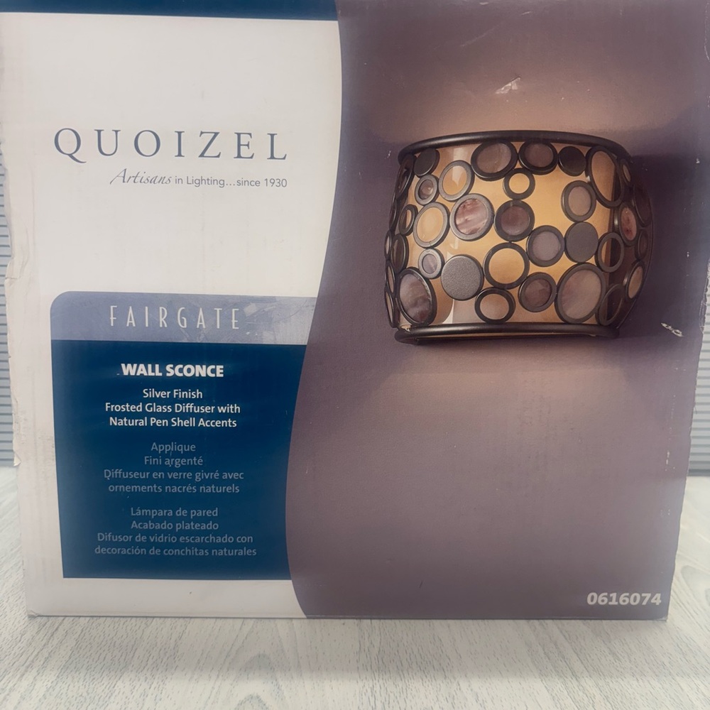 Quoizel Wall Sconce with Natural Pen Shell Accents-Brand New